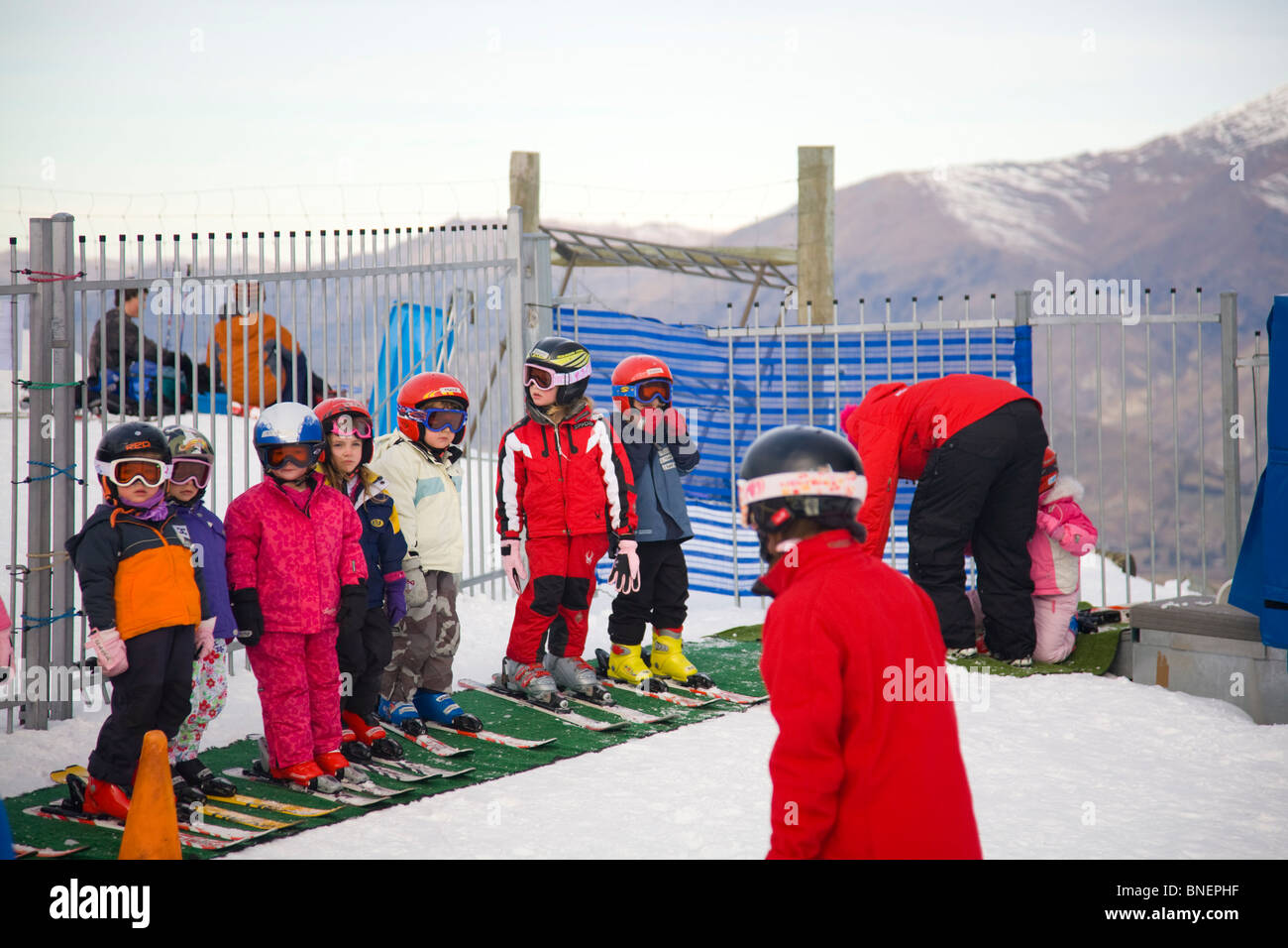 children in their ski club at coronet peak ski resort Stock Photo
