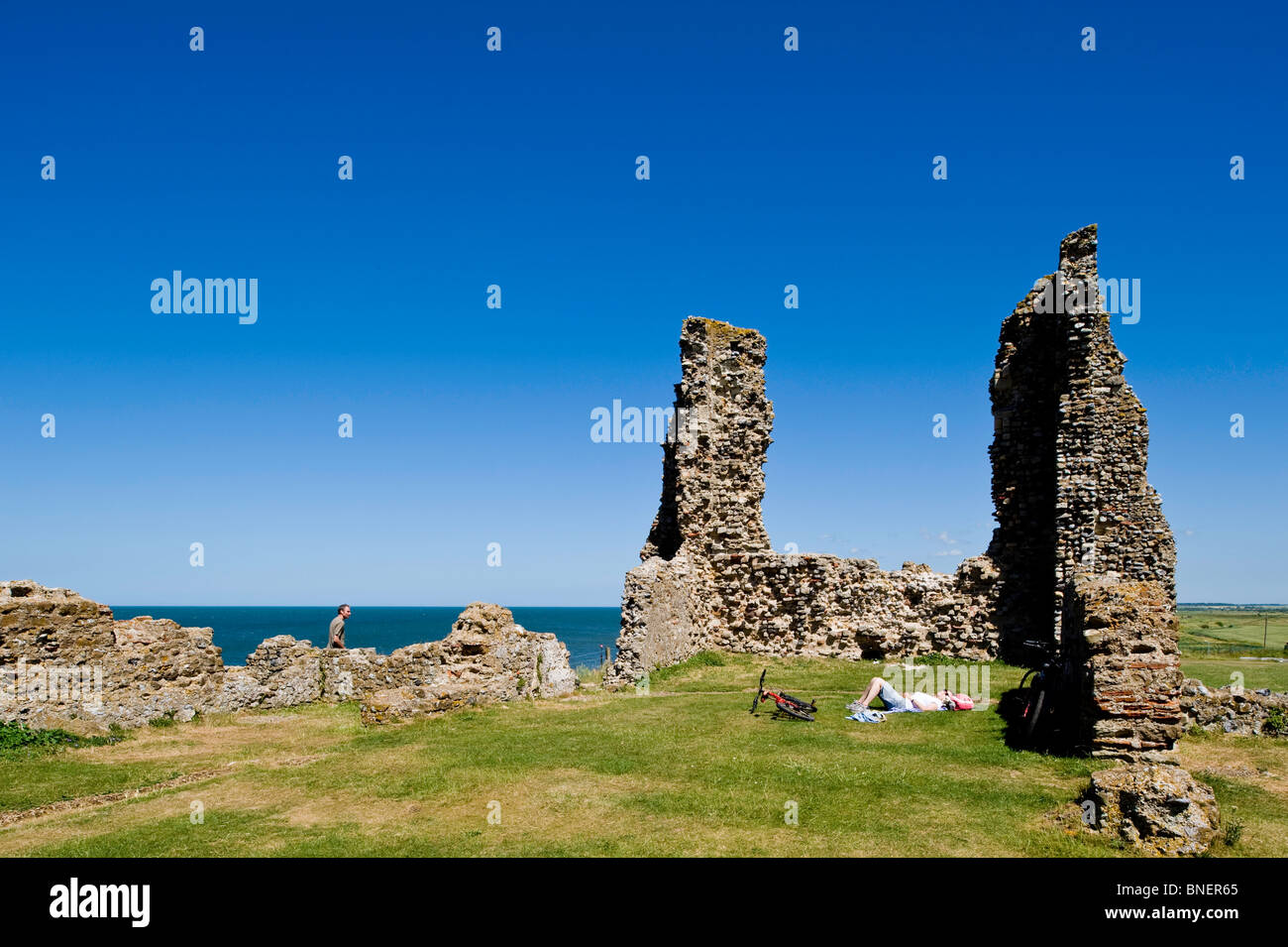 Reculver Towers & Roman Fort, Kent, United Kingdom Stock Photo