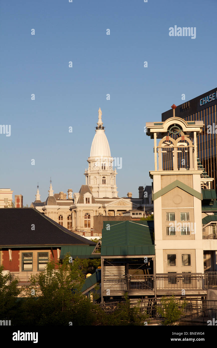 Tippecanoe County Courthouse and downtown Lafayette, Indiana viewed