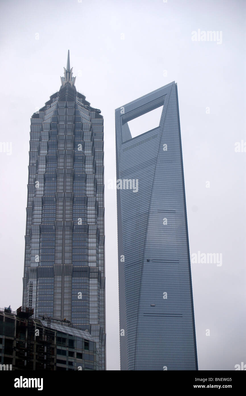 Jinmao tower and Shanghai World Financial Center, Shanghai, China Stock Photo