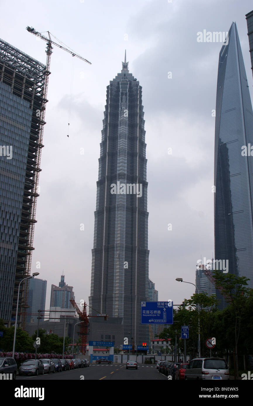 Jinmao tower, Lujiazui, Pudong, Shanghai, China Stock Photo