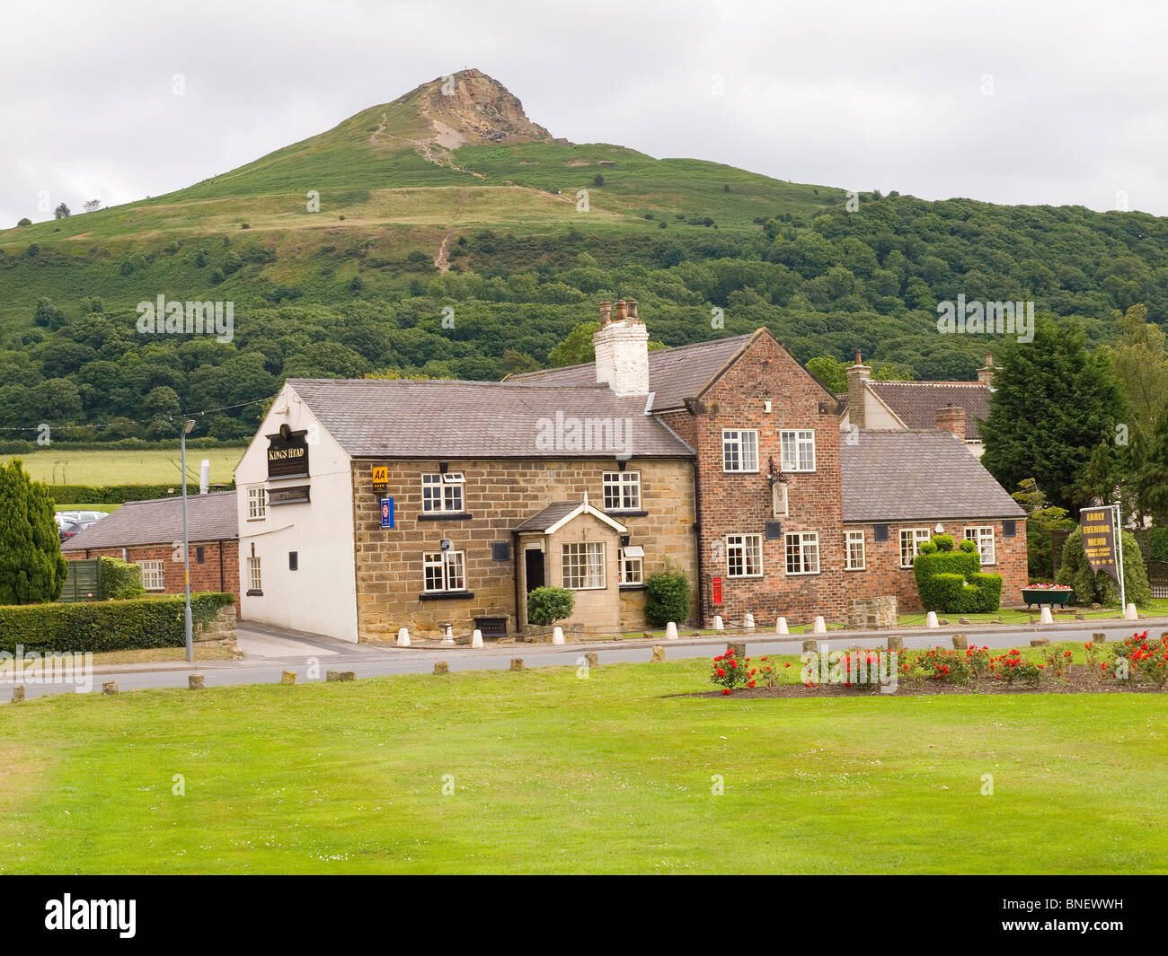 The Kings Head Hotel and village green at Newton under Roseberry Cleveland UK Stock Photo