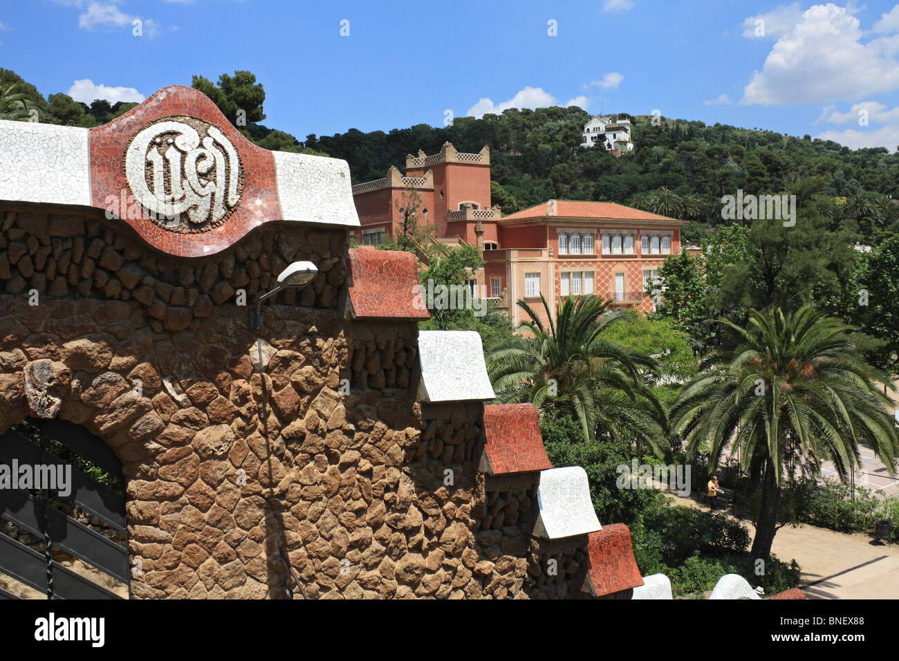 Park Güell, designed by Catalan architect Antoni Gaudí, built in 1900 to 1914. Barcelona Catalonia Spain Stock Photo