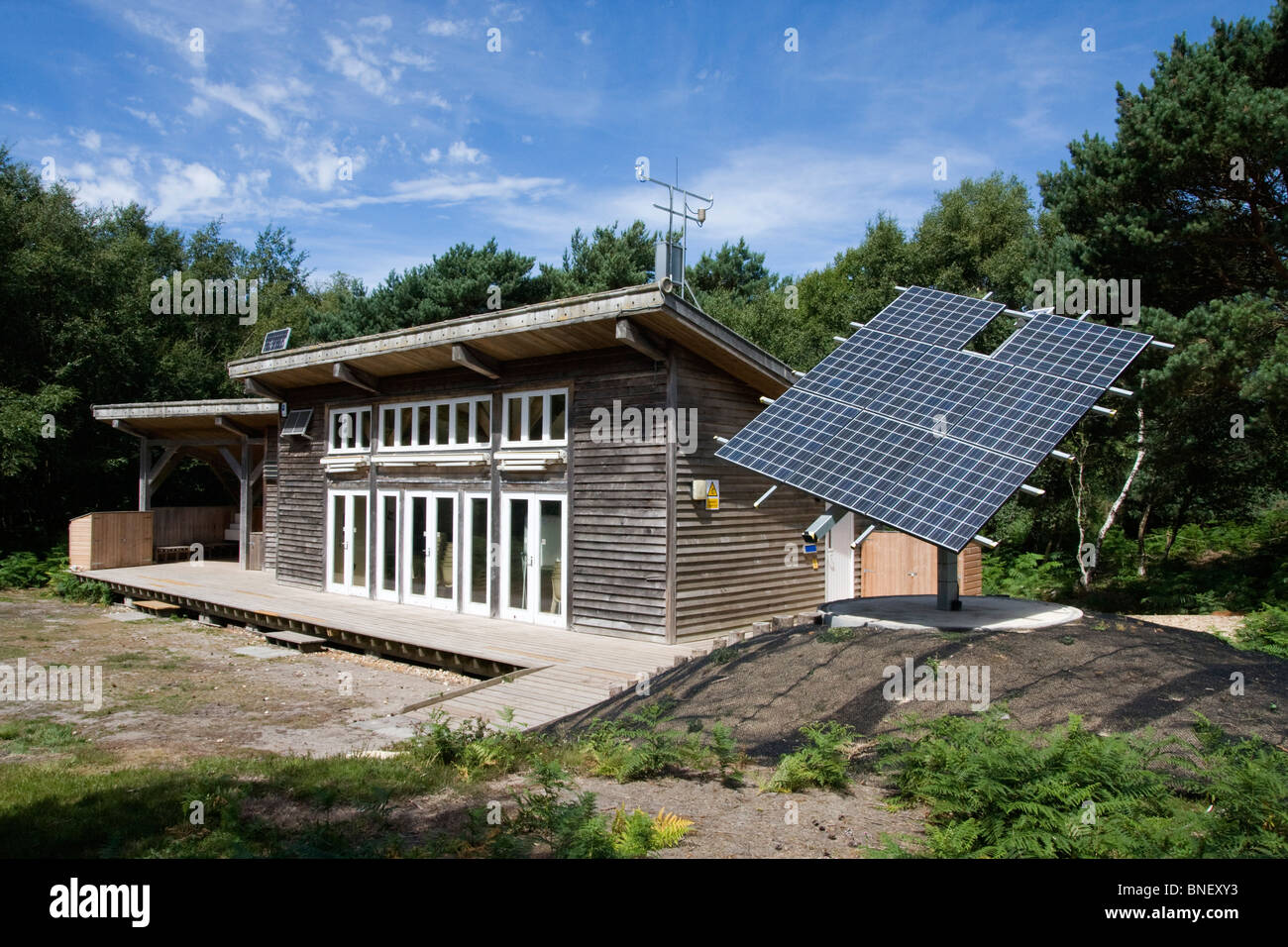 Discovery Centre at Studland with Solar Energy Panels, Dorset, UK Stock Photo