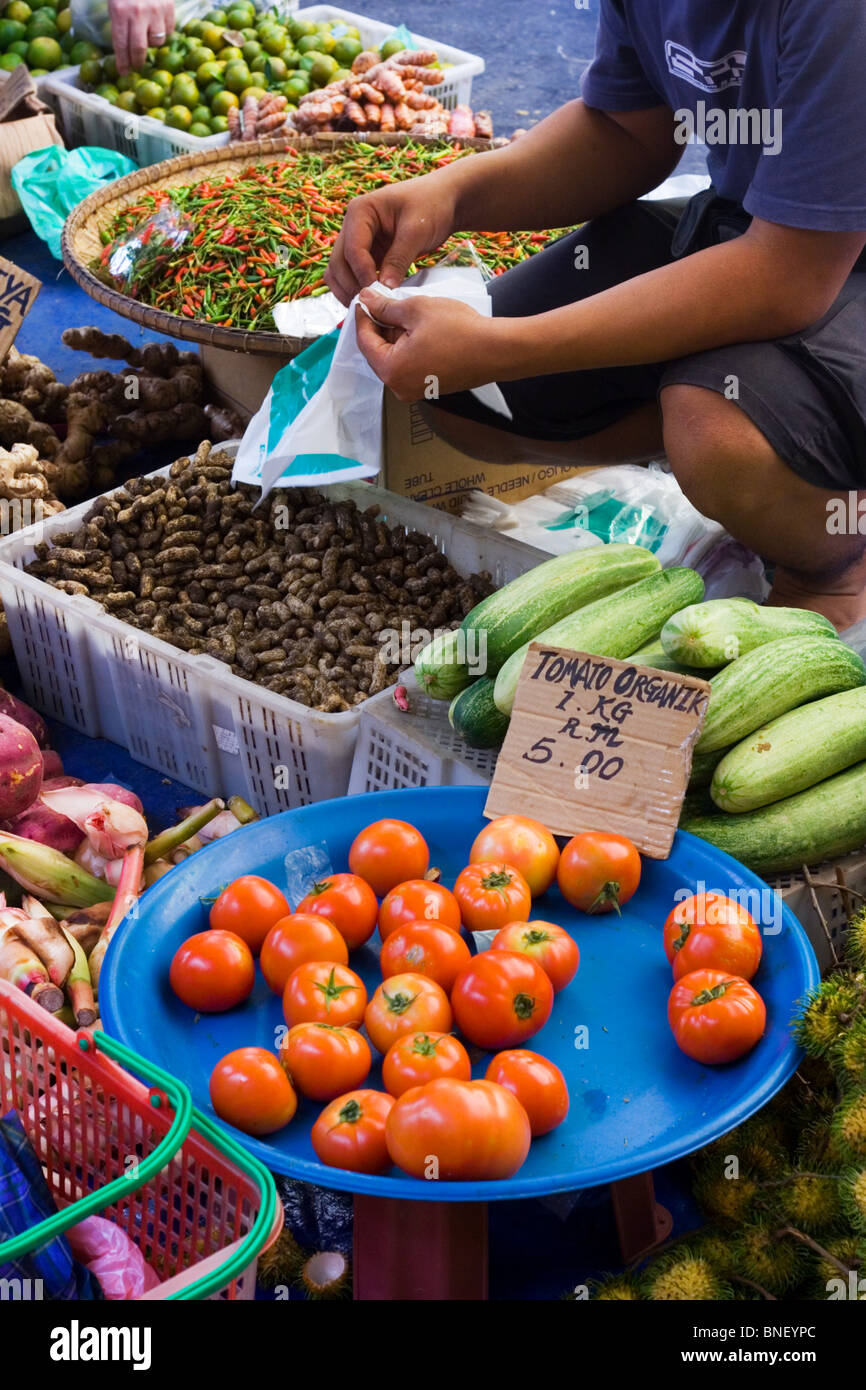 Fruit and vegetables at a market, Kota Kinabalu, Sabah, Malaysia Stock Photo