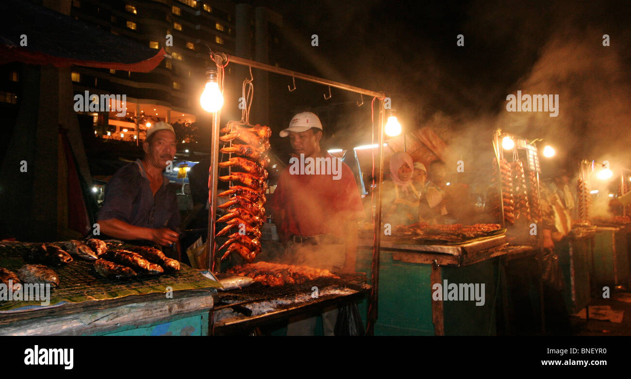Night food market in Kota Kinabalu, Sabah, Malaysia Stock Photo