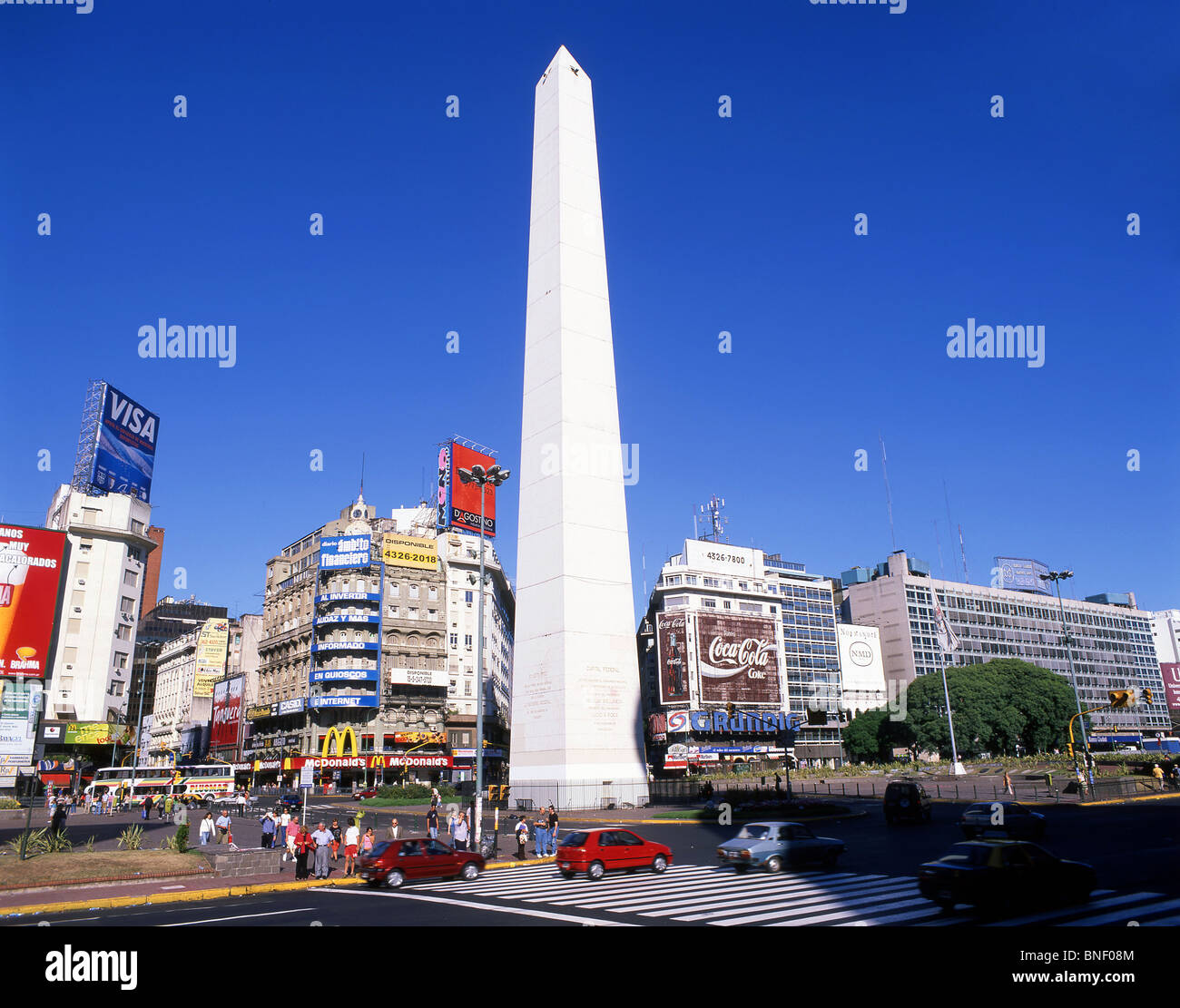 Obelisk In Avenue 9 De Julio, El Centro, Buenos Aires, Argentina Stock Photo