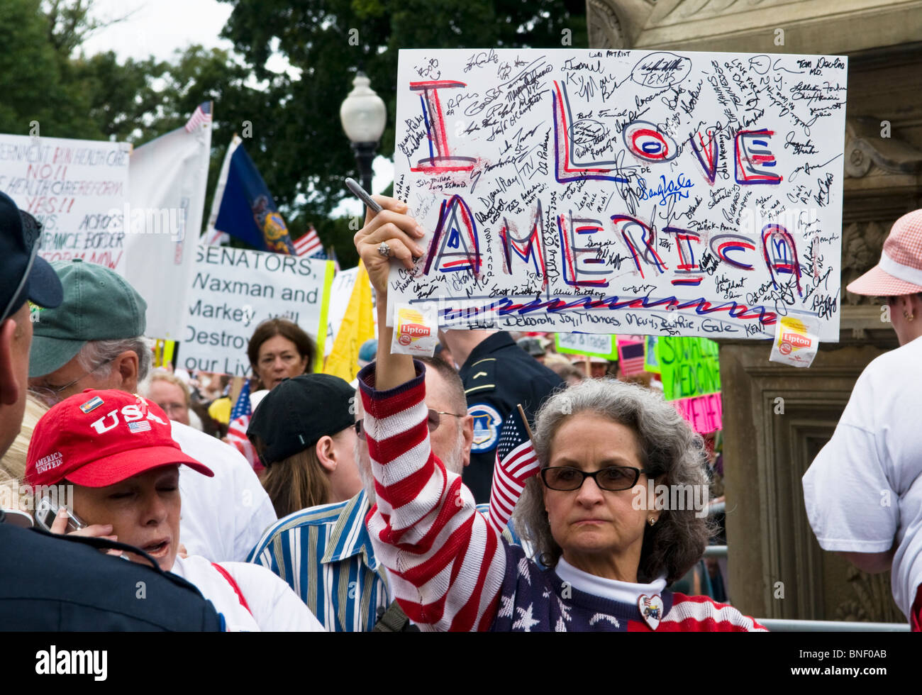 Tea Party protesters on September 12, 2009 on the US Capitol Building grounds in Washington D.C. Stock Photo