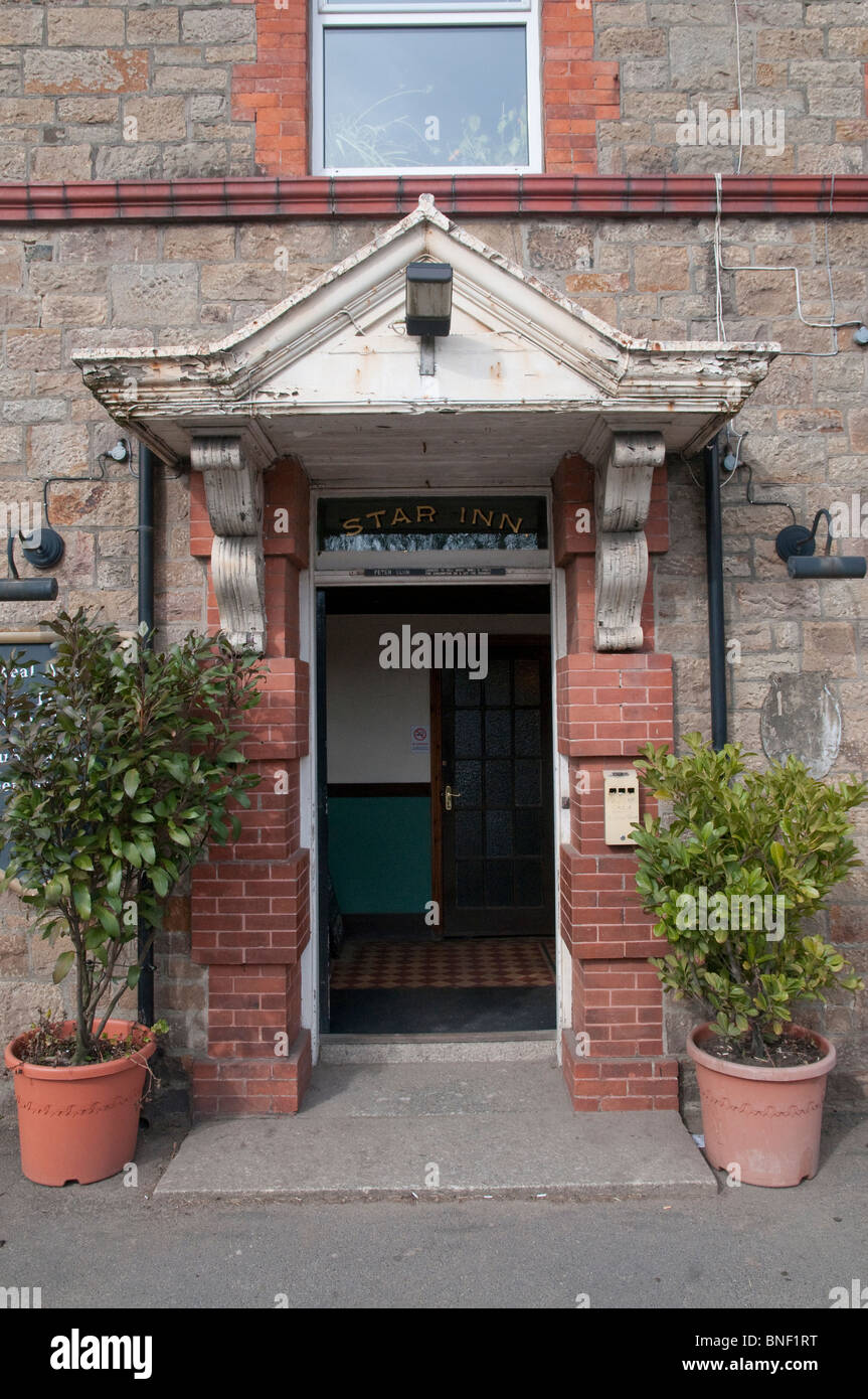 Front door to the Star Inn, well-known and award winning pub in Crowlas, Cornwall. Stock Photo