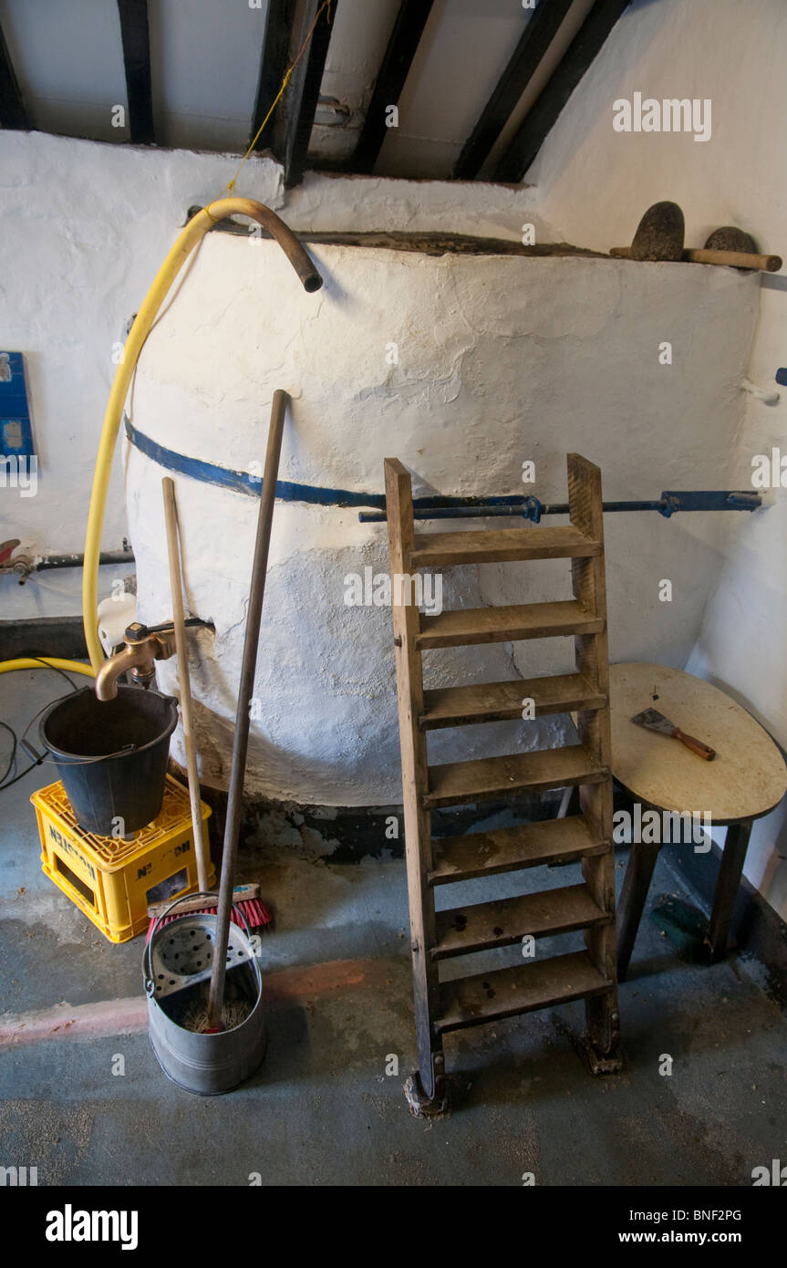 Brewing vessel at historic the historic Spingo brewery, at the Blue Anchor pub, in Cornwall. Stock Photo