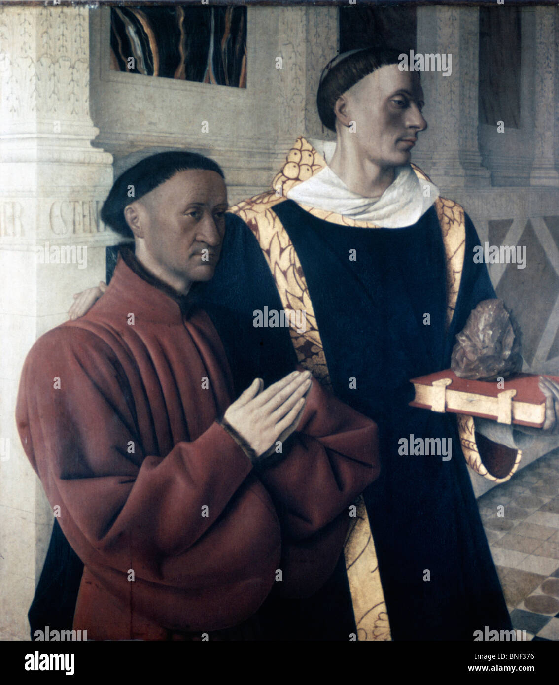 Etienne Chevalier and Saint Stephen by Jean Fouquet, (Circa 1420-1480) Stock Photo