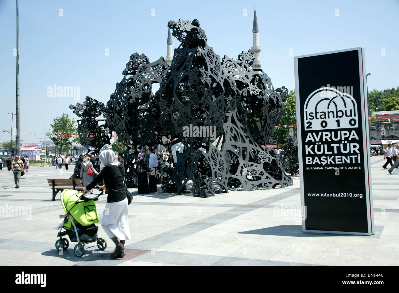 Contemporary art installation erected for the 2010 European City of Culture in Eminonu, Istanbul, Turkey Stock Photo