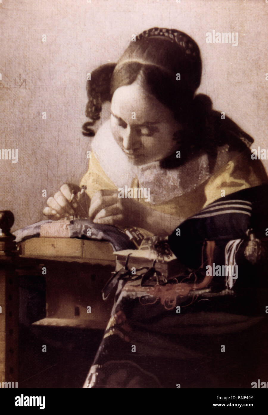 The Lace Maker by Jan Vermeer of Delft, c. 1664, France, Paris, Musee du Louvre Stock Photo