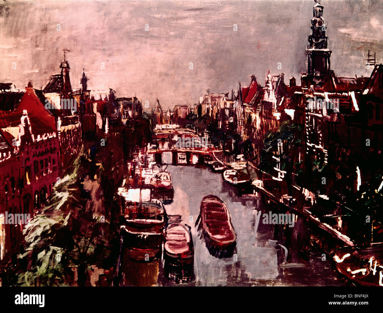 Kloveniersburgwal in Amsterdam by Oskar Kokoschka, 1886-1980 Stock Photo