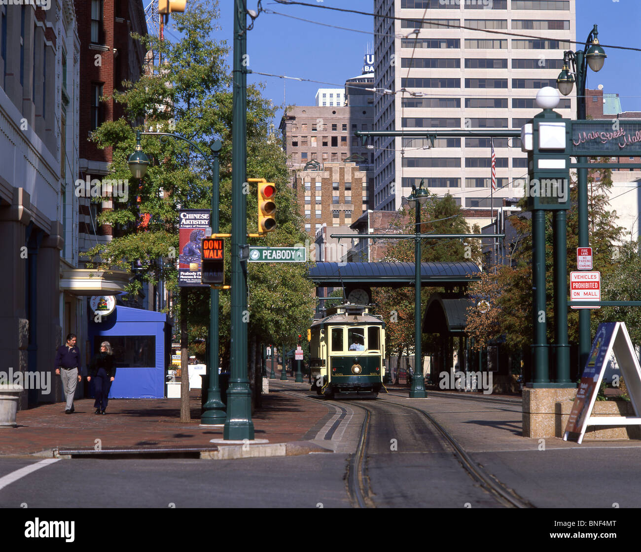 Trolley car on Main Street, Memphis, Tennessee, United States of America Stock Photo