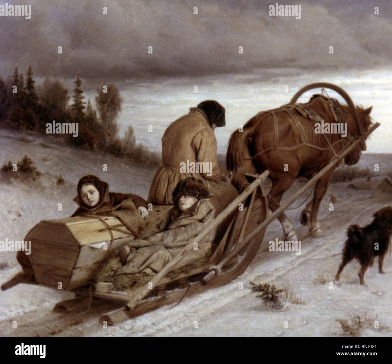 Last Journey by Vasili Grigorevich Perov, oil on canvas, 1865, 1834-1882, Russia, Moscow, The Tretyakov Gallery Stock Photo