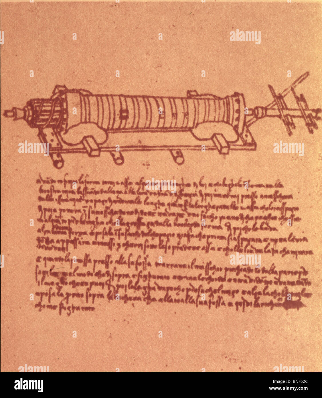 Study of a Cannon  Leondardo da Vinci  1452-1519 Florentine Stock Photo