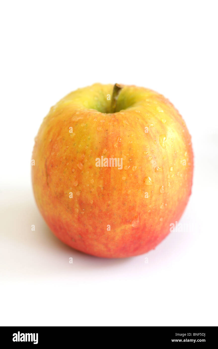 Fresh Ripe Sweet Juicy Pink Lady Apples Against A White Background With