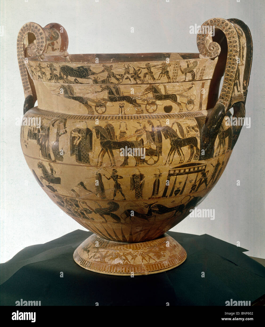 Italy, Florence, Museo Archeologico, Francois Vase by Kleitias and Ergotimos, 570 B.C Stock Photo
