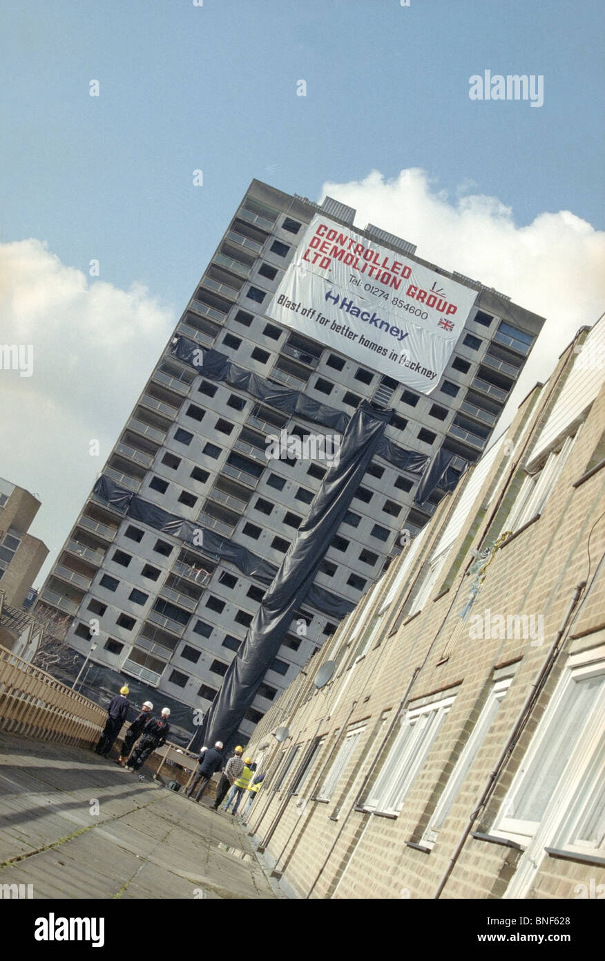 Demolition of council flats Hackney London England UK Stock Photo