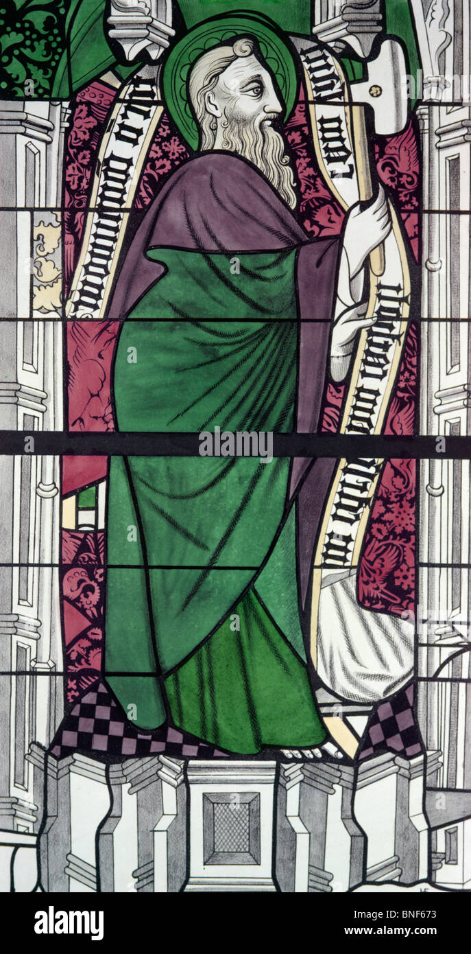 Apostle Matthew,  stained glass,  13th century Stock Photo