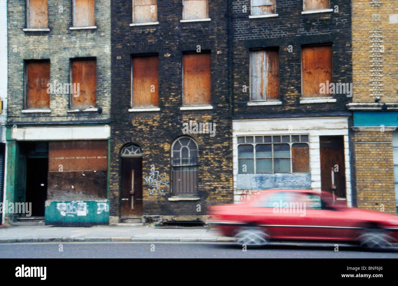 Empty Victorian terraced homes boarded up in South London SE1 England UK Stock Photo