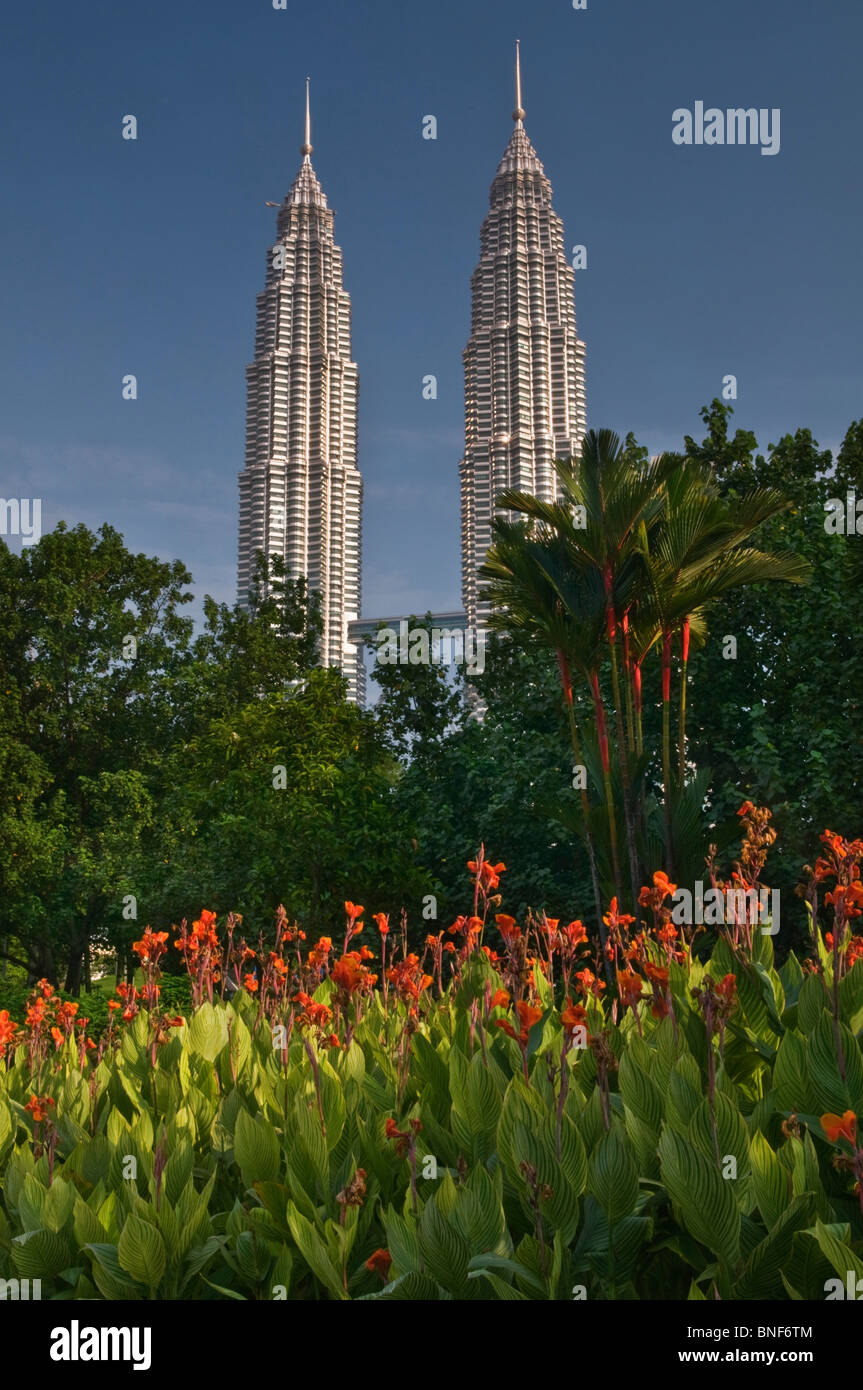 Petronas Towers in KLCC Park Kuala Lumpur Malaysia Stock Photo