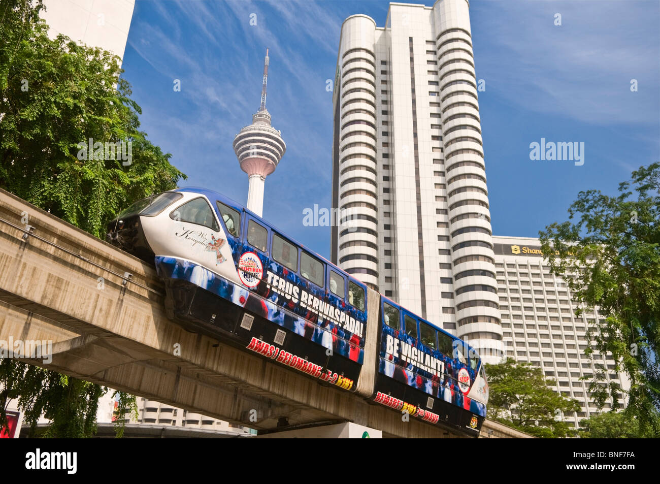 KL Monorail and Menara KL Tower Kuala Lumpur Malaysia Stock Photo