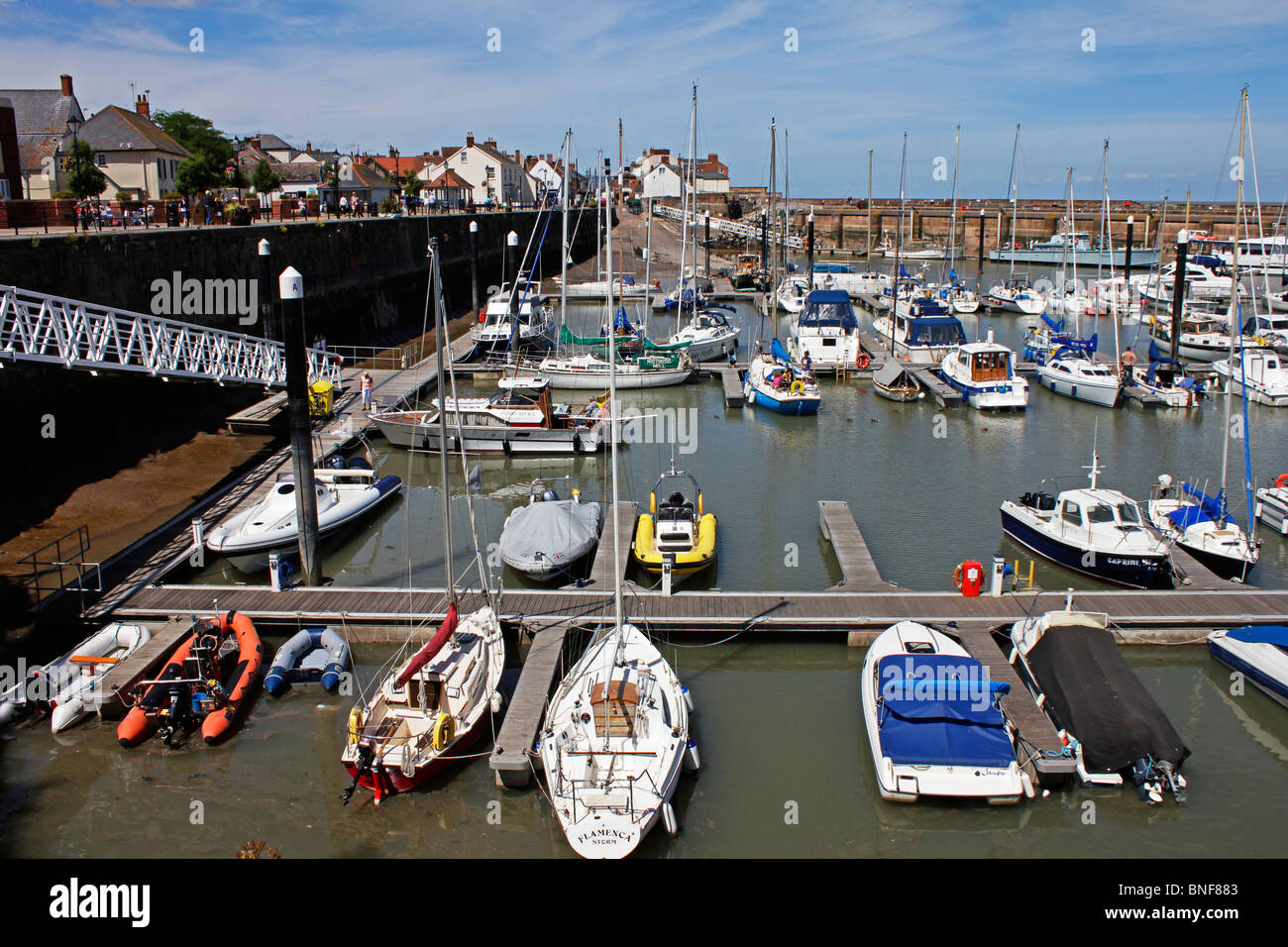 Boats in the harbour marina at Watchet Somerset Stock Photo