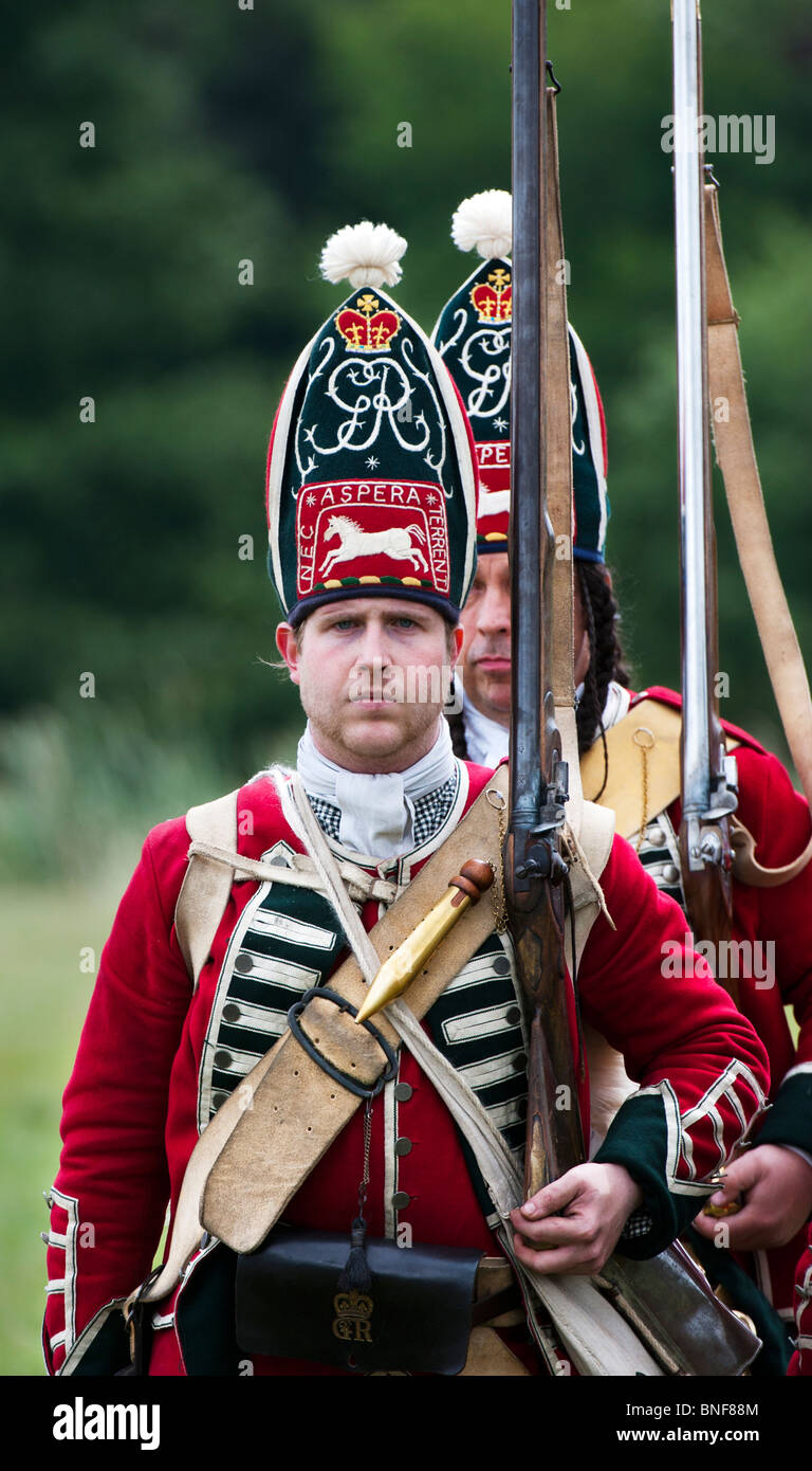 8th Kings Regiment foot soldiers re-enactment Stock Photo