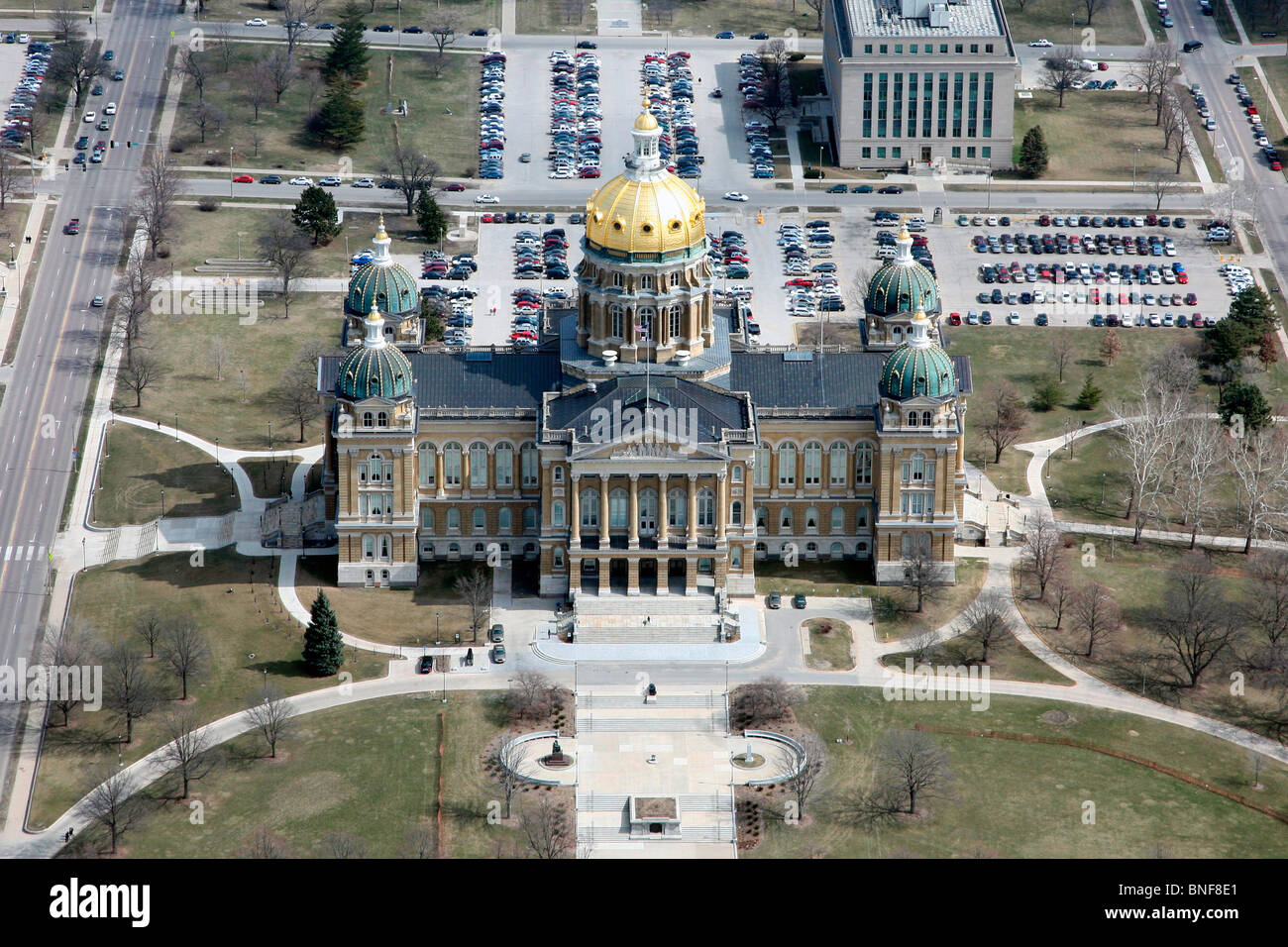 USA,   Iowa,   Des Moines,   Iowa State Capitol,   elevated view Stock Photo
