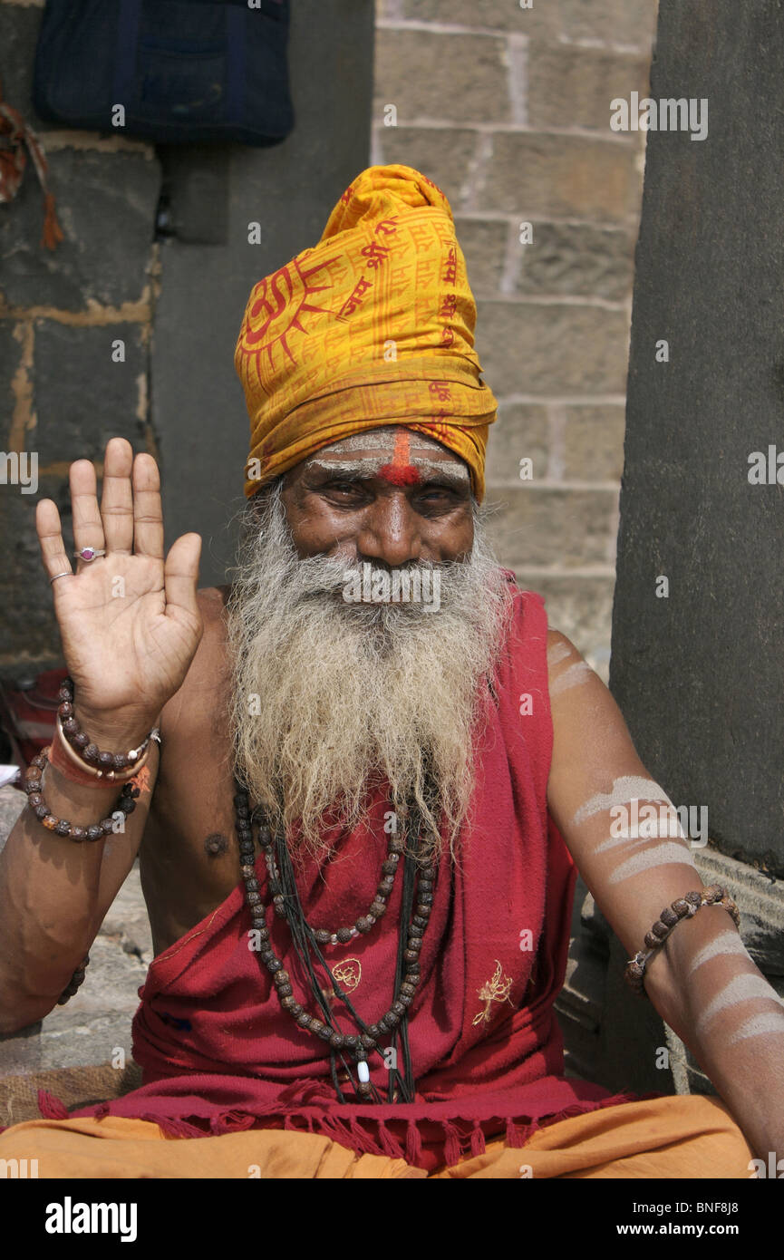Sadhu in Bhuleshwar Temple. mystic, an ascetic, practitioner of yoga Stock Photo