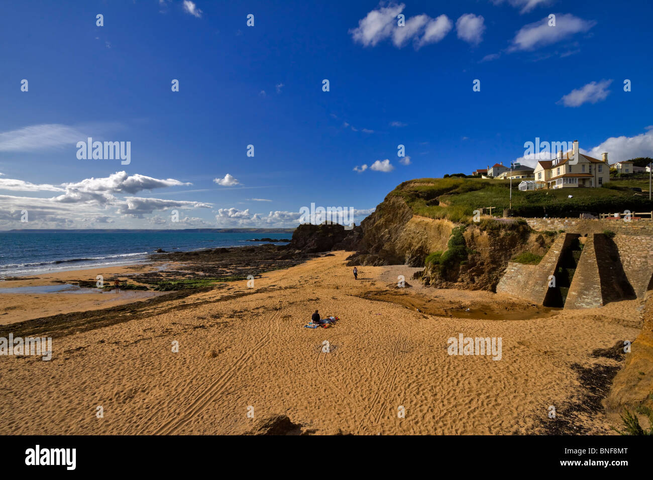 Hope Cove, Outer Hope, South Hams, Devon. Sandy beach enclosed by the