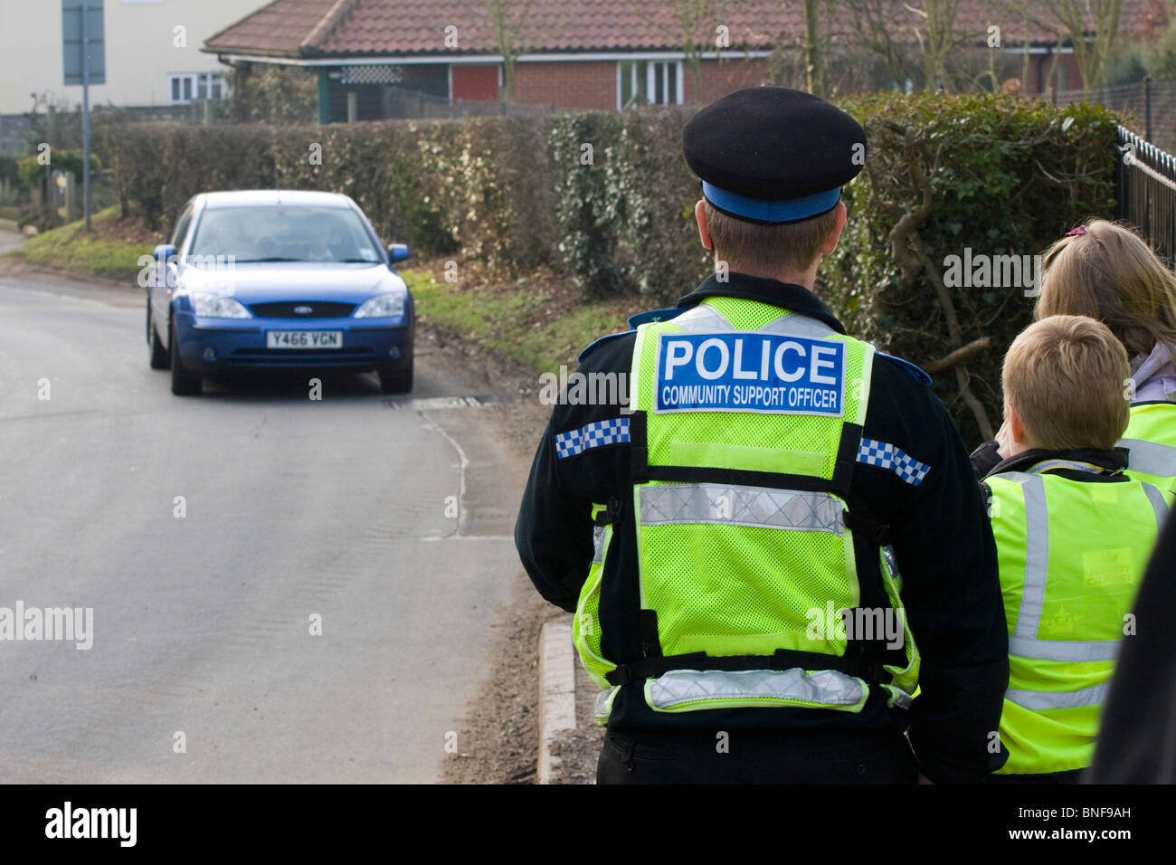 Suffolk Constabulary police community support officer teaching children