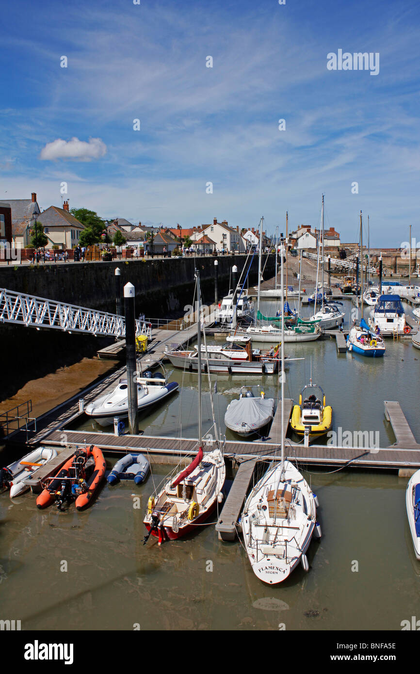 Boats in the harbour marina at Watchet Somerset Stock Photo