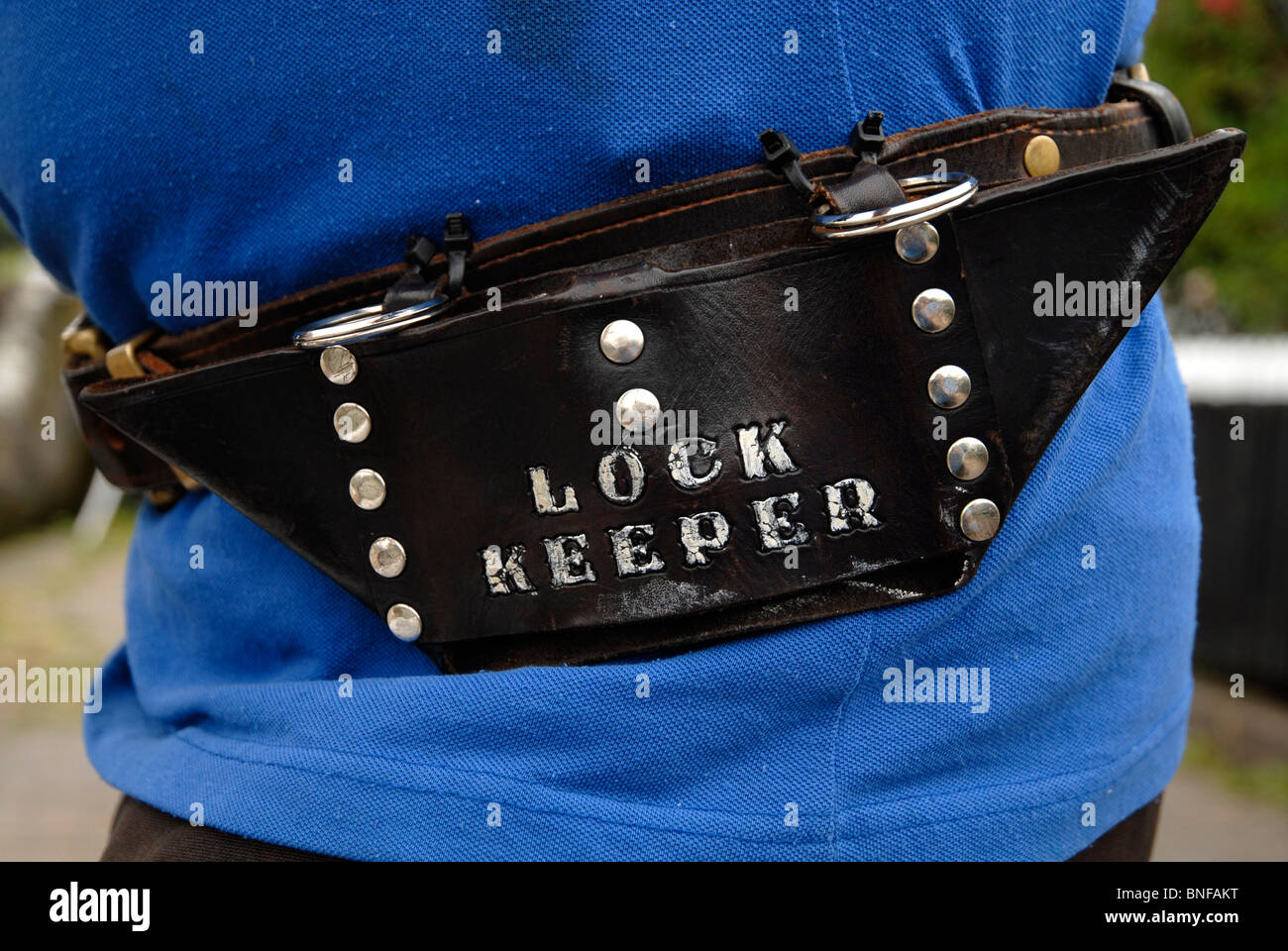 Close up of a lock keeper's belt at Foxton, Leics. Stock Photo
