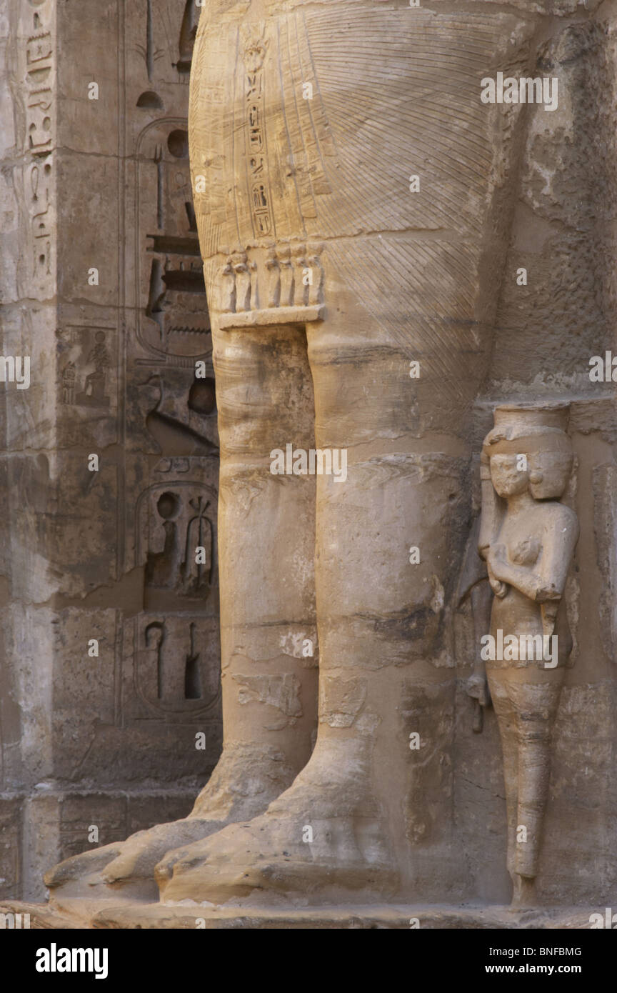 Temple of Ramses III. Great colossal statues of Ramses III deified as Osiris, attached to pillars. Egypt. Stock Photo