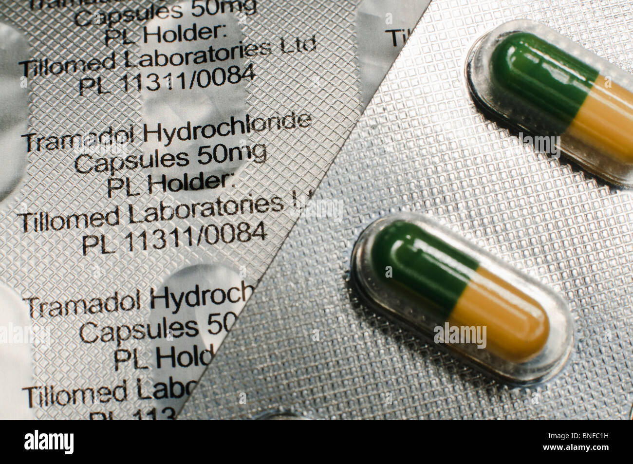 Blister pack of Tramadol Hydrochloride capsules, 50mg from Tillomed  Laboratories Ltd Stock Photo - Alamy