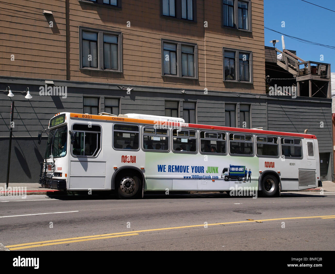 Low emission Electrically powered MUNI bus San Francisco Stock Photo