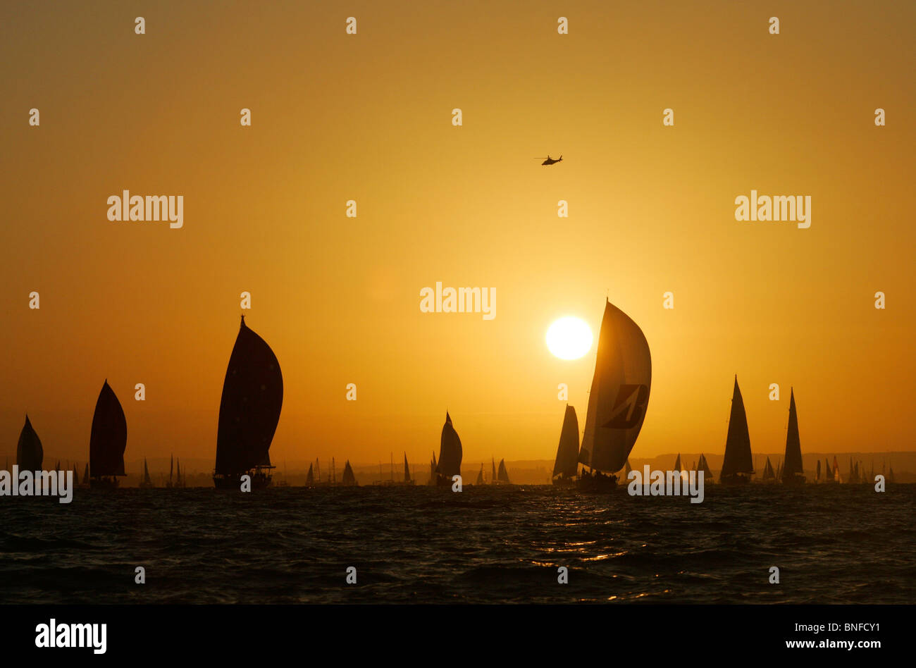 START, ROUND THE ISLAND RACE, SUNRISE, Round the Island Race Stock Photo