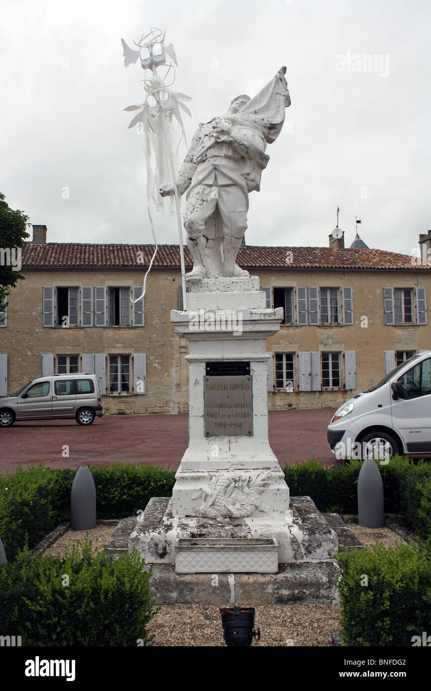 WWI War memorial at Marcillac-Lanville, SW France Stock Photo