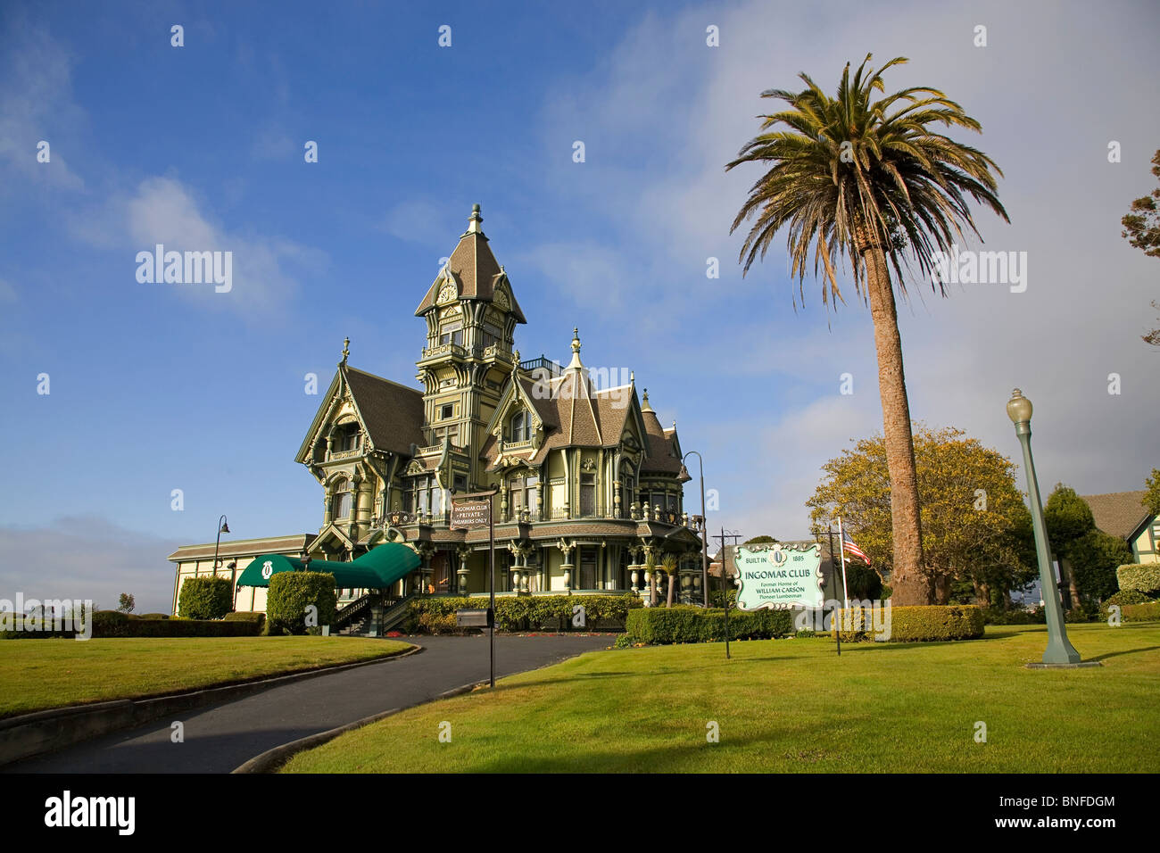 The Carson Mansion, now the Ingomar Club, a large Victorian house in Eureka, California Stock Photo