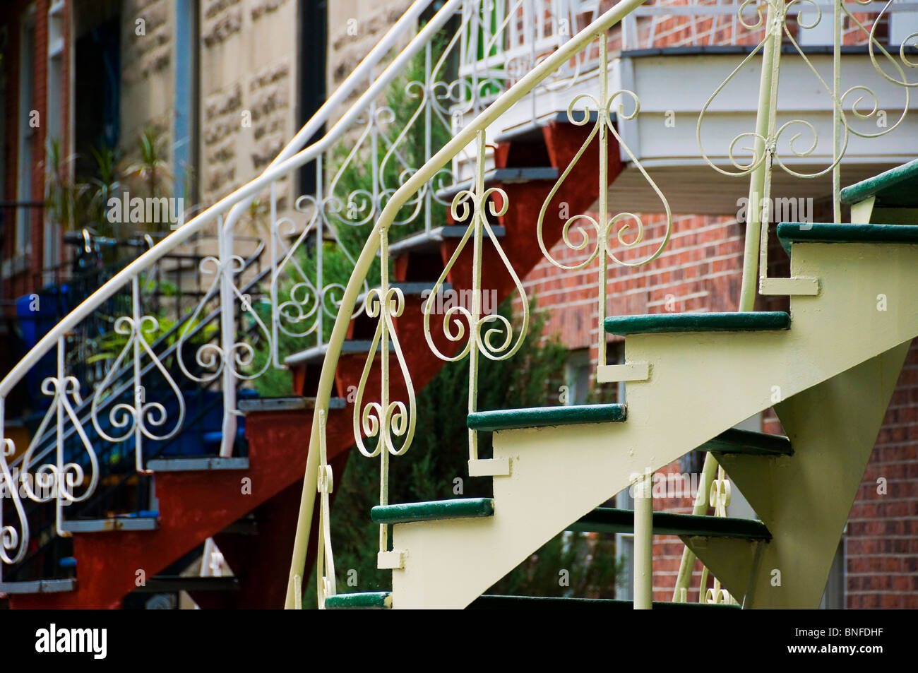 Typical Stairs Plateau Mont Royal Montreal Canada Stock Photo