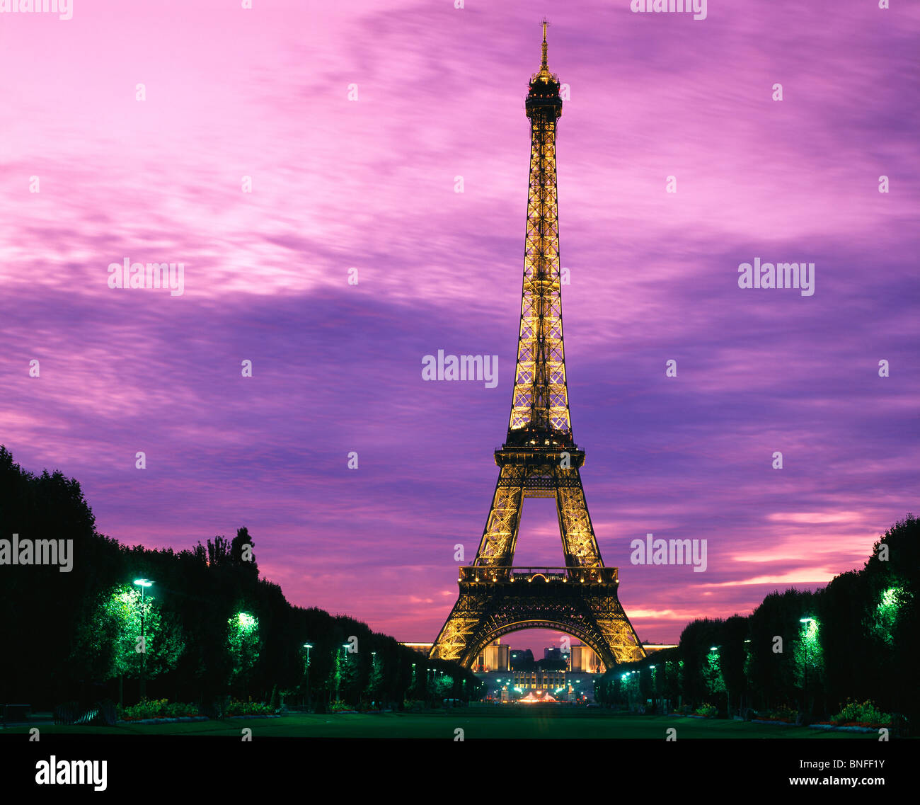 Eiffel Tower at sunset Paris France Stock Photo Alamy