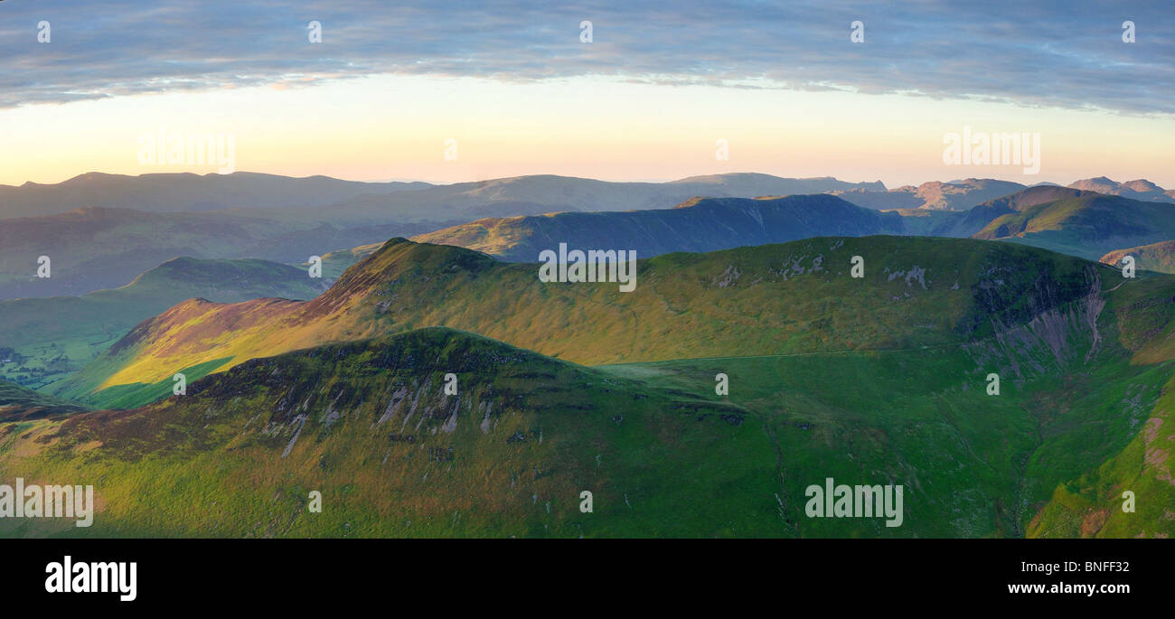 Rolling hills of the English Lake District in summer Stock Photo