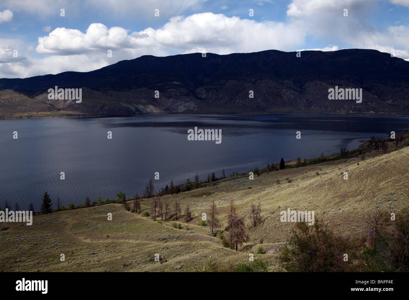 View of the Kamloops lake from the highway 1 between Kamloops and