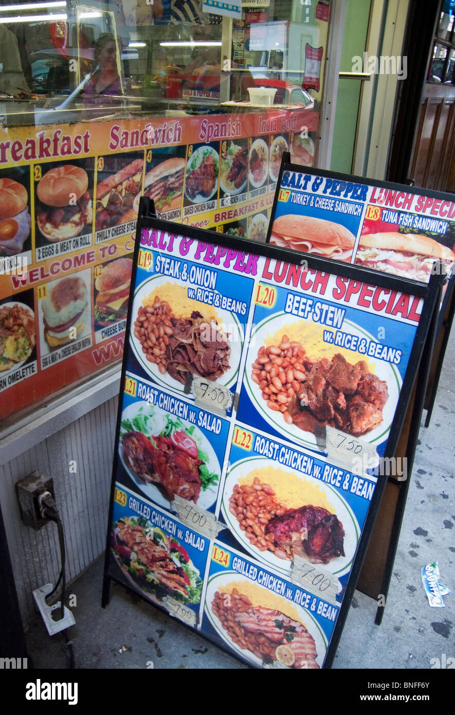 Salt & Pepper restaurant in midtown Manhattan in New York advertises