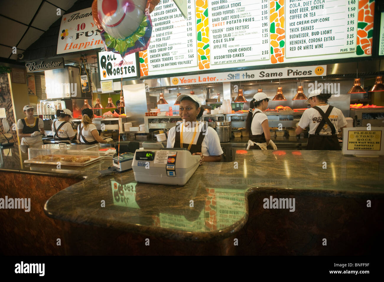 The RollNRoaster fast food restaurant in the Sheepshead Bay neighborhood of Brooklyn in New
