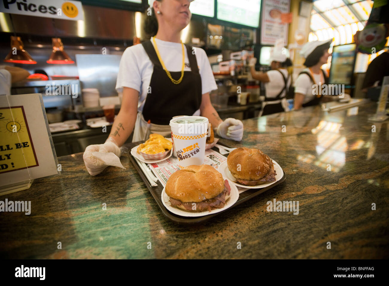 The RollNRoaster fast food restaurant in the Sheepshead Bay neighborhood of Brooklyn in New