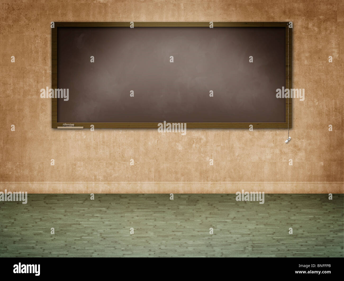 Empty Blackboard on wall in classroom Stock Photo